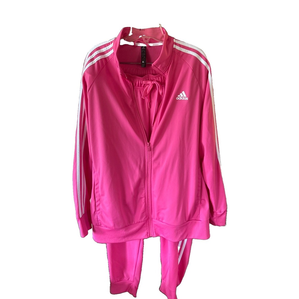 Vintage 80s Look Adidas Women's 2pc Pink Track Suit Size 2xl